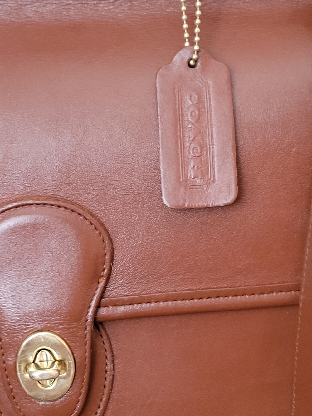 Vintage Coach British Tan Glove-tanned Leather Satchel Brass Hardware USA Made - Picture 14 of 15